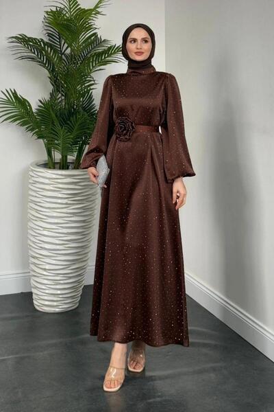 Şulemoda Giyim Ice Stone Dress Brown