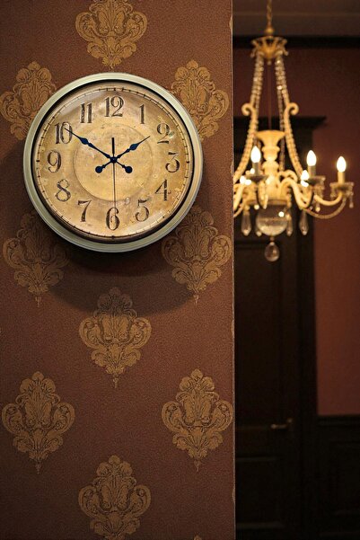 Cetiner Group ساعة حائط معدنية عتيقة برونزية اللون مقاس 40 سم