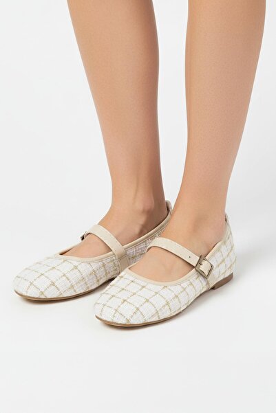 Rays 7045 Balerina cu centură cu sclipici, albă