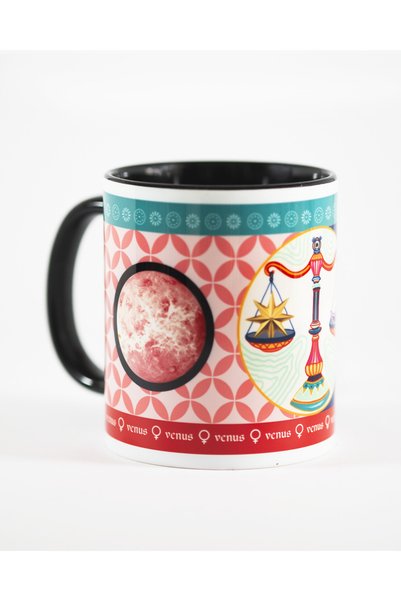 kokorodeco dekorasyon Terazi Burcu Desenli Mug Bardak I Beyaz Porselen Renkli...