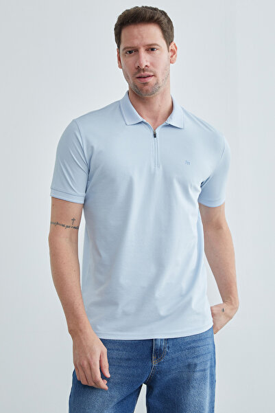 Fulla Moda تي شيرت بياقة بولو ونصف سحاب أمامي