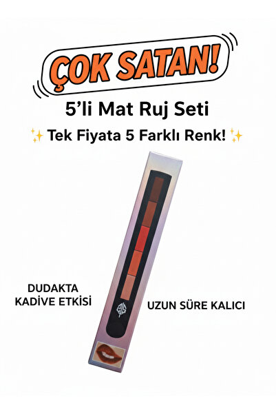 SHIELD 5'li Mat Ruj Seti - Tek Çubukta 5 Farklı Renk Bir Arada - Uzun Süre Ka...
