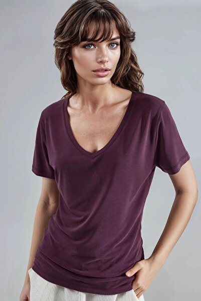 Hiccup BUSEM Modal blouse with Short-Sleeved and V-neck