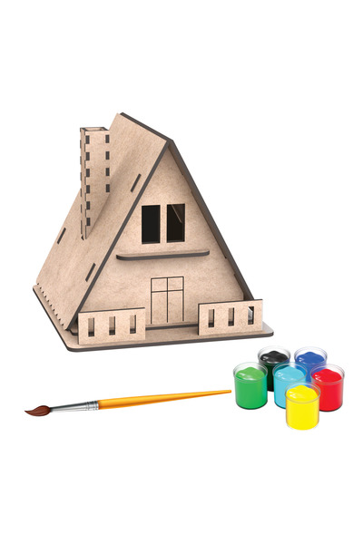 Jet Online Maketix Ahşap Bungalov Ev Boyama Maket Seti – Kendin Boya DIY Eğitici Çocuk Aktivite Oyuncağı