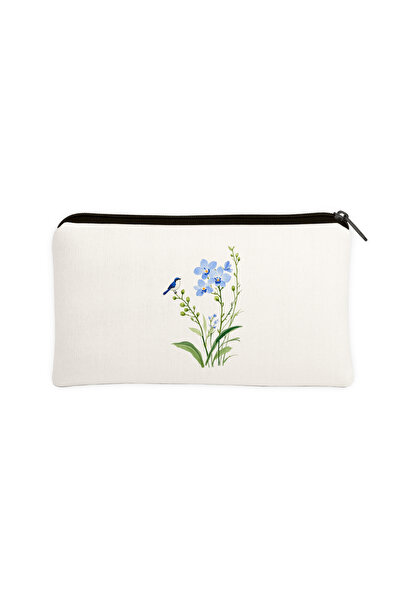 Hayali Şeyler Θήκη για στυλό και τσάντα μακιγιάζ με μπλε σχέδια λουλουδιών κα...
