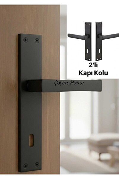 ÇEÇEN HOME Set of 2 Matte Black Door Handles, Metal Door Handle, Door Handle ...