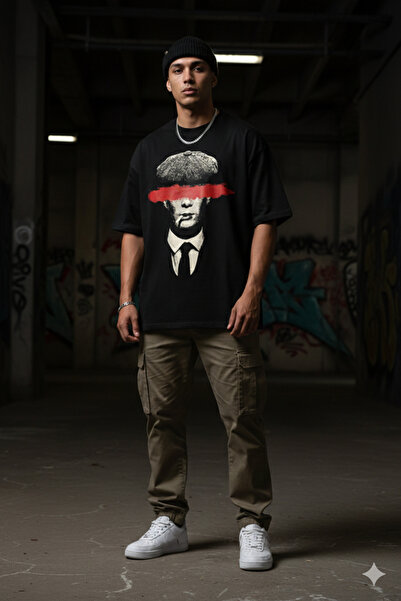 FUWEAR Streetwear Design Peaky Blinders Printed Black Crew Neck T-Shirt