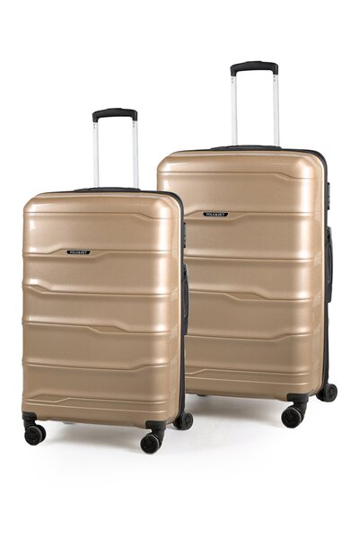 POLO&SKY Azra Model Gold Renk PP Kırılmaz 2'li Orta + Büyük Boy Valiz Seti