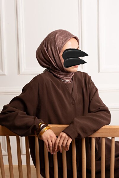 Lemaye Soft Bloom Desenli Soft Eşarp Açık Kahve