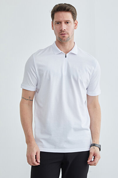 Fulla Moda Μπλουζάκι με μισό φερμουάρ και λαιμόκοψη πόλο