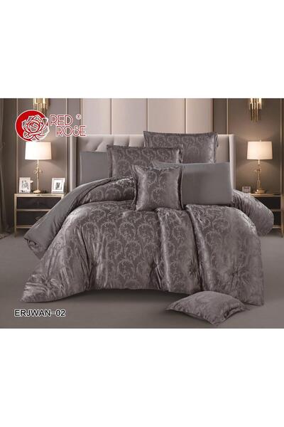 REDROSE COLOR King size double bed sheet set in microfiber, 8 pieces - 240*260