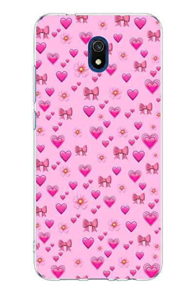 TechTree Redmi 8A Uyumlu Pembe Minik Kalpler Baskılı Silikon Kılıf
