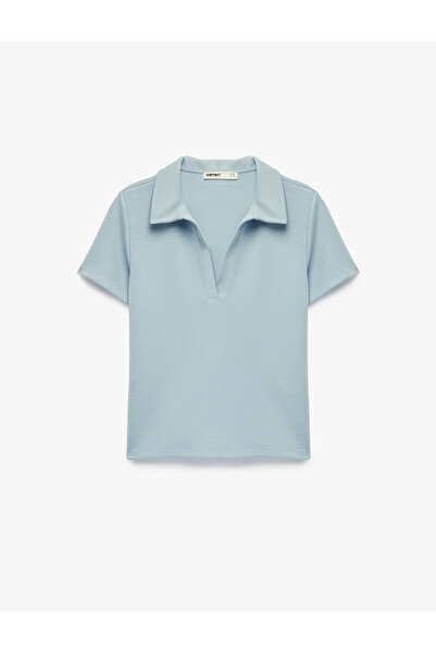 Koton Regular Fit Short Sleeve Cut-Off Polo Collar T-Shirt