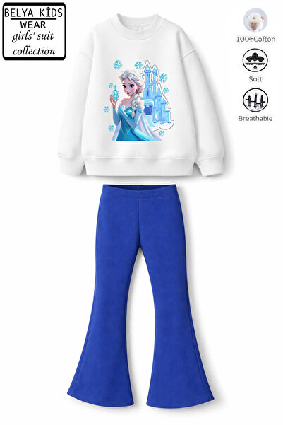 Belya Kids Wear Set de colanți din bumbac cu nervuri pentru fete, cu design c...