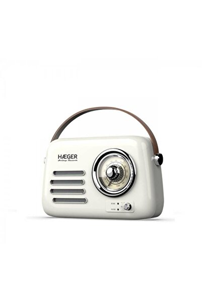 HAEGER Portable Radio with Bluetooth Heritage White 5W, Retro Design, 20 Hour...
