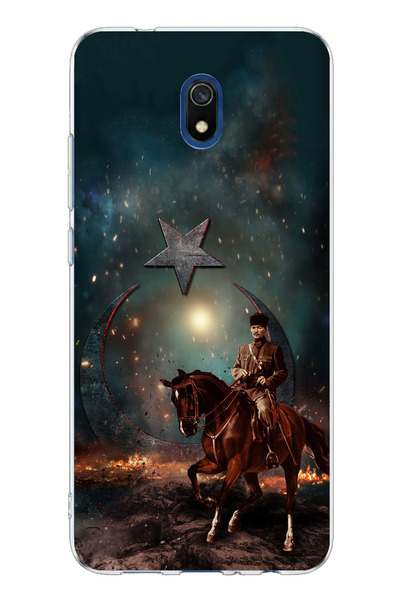 TechTree حافظة سيليكون متوافقة مع Redmi 8A مطبوع عليها صورة أتاتورك على حصانه