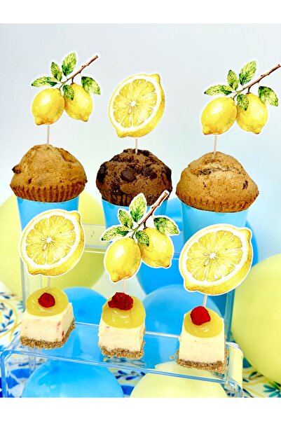 Flu Party La Dolce Vita Cupcake Süsü – Limon Temalı Kürdanlı Tatlı Dekoru
