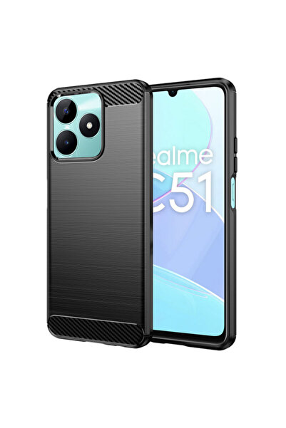 Techsuit Θήκη σιλικόνης Realme C51 Carbon, μαύρη