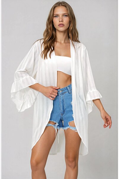 OLSAMODA Women's Kimono with Flawed Sleeves and Fabric Features