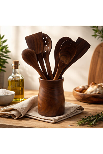 Kifnexwood Doğal Ahşap 6’lı Mutfak Kaşık Seti – Akasya agacı