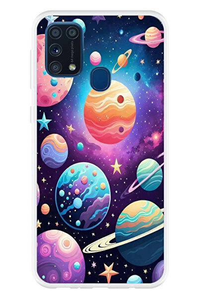TechTree حافظة سيليكون مطبوعة بنمط الفضاء والكوكب والنجمة متوافقة مع هاتف سام...