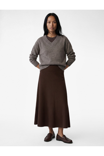 Koton A-Line Midi Skirt with Stitching Detail