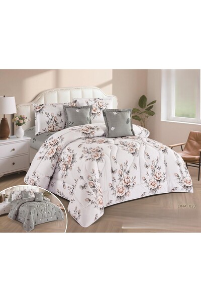 NAJMA Double summer bedspread with floral pattern and pillowcase, made of sof...