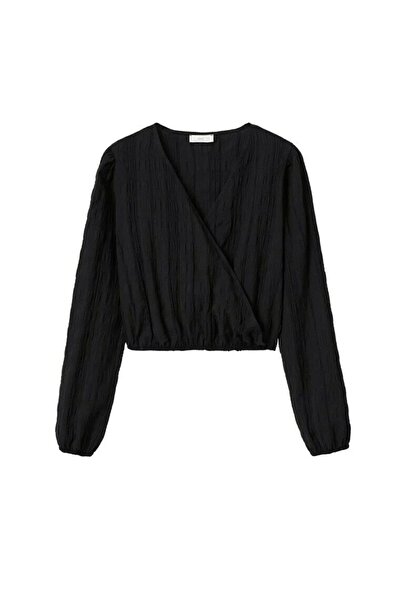 MANGO Bluză fete neagră bumbac