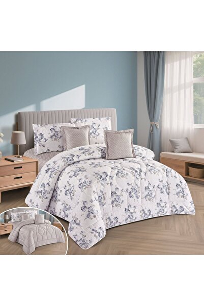 NAJMA Double summer bedspread with floral pattern and pillowcase, made of sof...