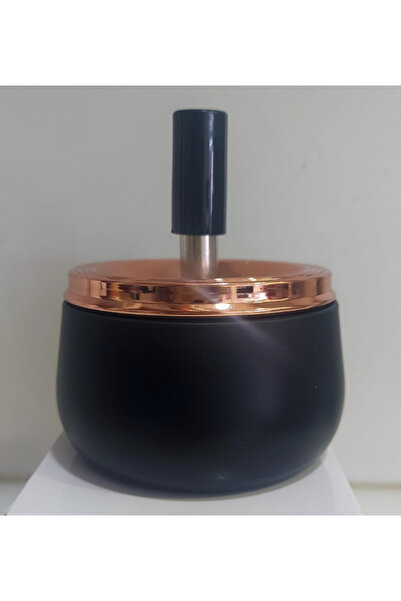 esdekor Black Push-Button Ashtray Load 11cm Diameter 9 cm