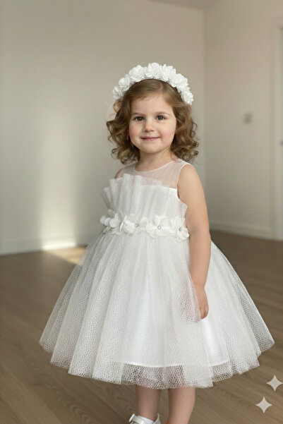 GOLDCENTER ROCHIE ALBĂ CU DETALII PAPATYA, COROANĂ CU FLORI ȘI SET COSTUM CU ...