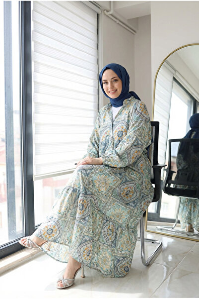 Kirazca Butik Women's Bohemian Pattern Long Hijab Dress