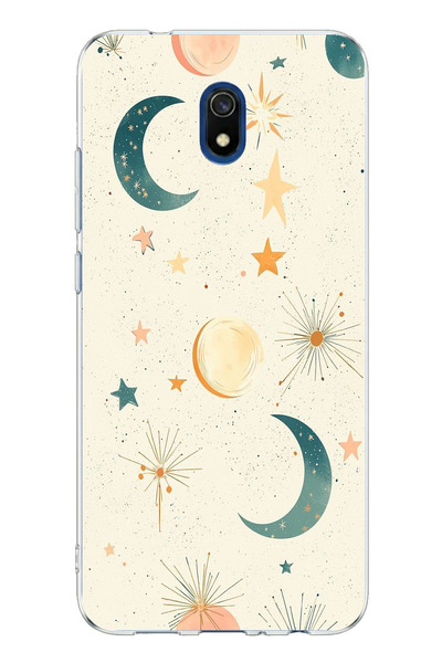 TechTree حافظة سيليكون متوافقة مع هاتف Redmi 8A مطبوعة بتصميم القمر والنجمة م...