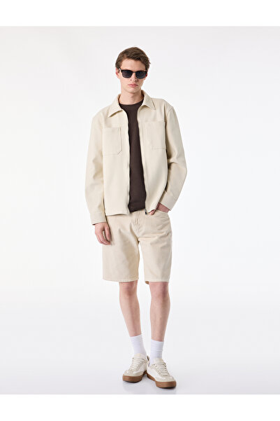 Koton Long Sleeve Pocketed Classic Collar Zipper Shirt Jacket