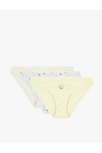 Koton Lemon Printed Comfortable Fit 3-Piece Brief Panties Set