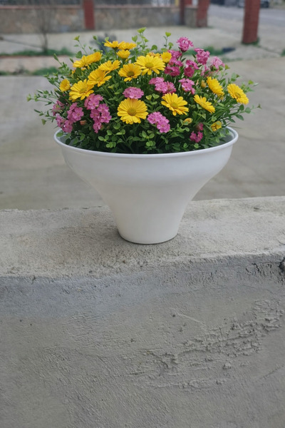 hediyehobihersey Beyaz Kırılmaz Vazo Saksı Toprak Altı Toprak Üstü Uygun 15 y...