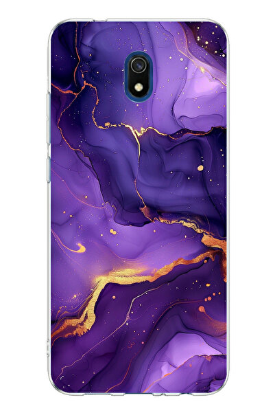 TechTree حافظة سيليكون مطبوعة من الرخام الأرجواني متوافقة مع هاتف Redmi 8A