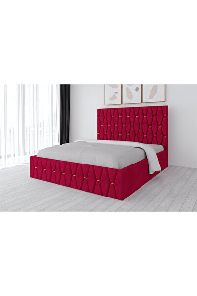 MobilaStefan Pat tapițat Oscar Burgundy și fără saltea 120 x 200