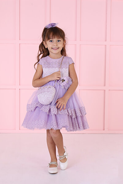 SÜSLÜ PİNK KİDS فستان بناتي بتفاصيل دانتيل