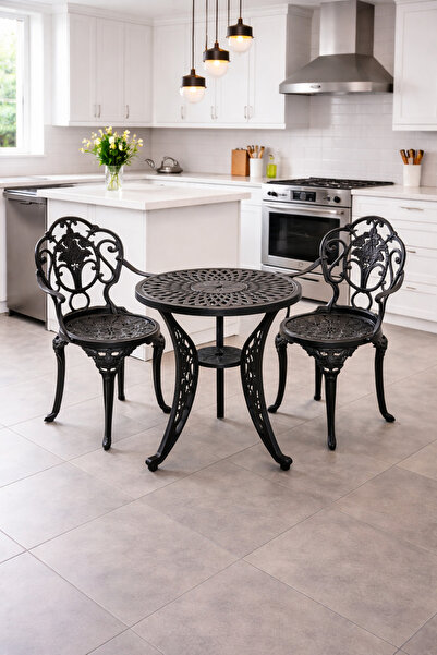 HubRom Set Mobilier Gradina HubRom, 1xMasa Rotunda(60x72).2xScaun ISPARTA(43x...