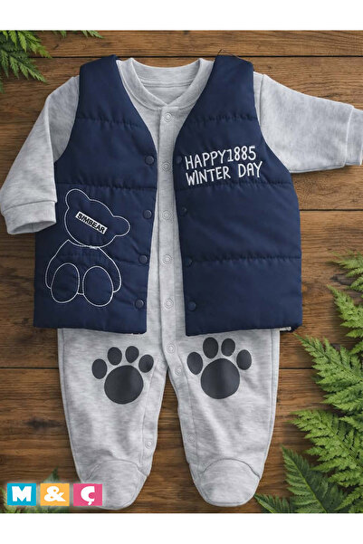 MÇ FAMİLY STORe Baby Cotton Flower-Patterned Bear Jumpsuit & Oatmeal Inflatab...