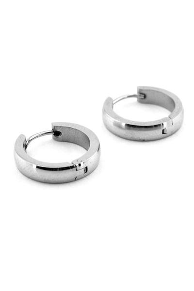 Solfera Eğimli 18mm Büyük Boy Halka Parlak Çelik Erkek Küpe E670