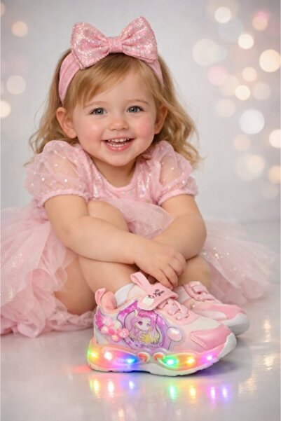 Superbaby Girls' sneakers, pink with LED lights