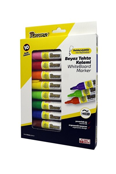 Brons Doldurulabilir Beyaz Tahta Kalemi 10 Renk