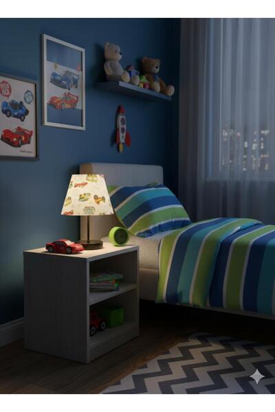BİAVİZE Boy's Car Themed Chrome Lamp Shade
