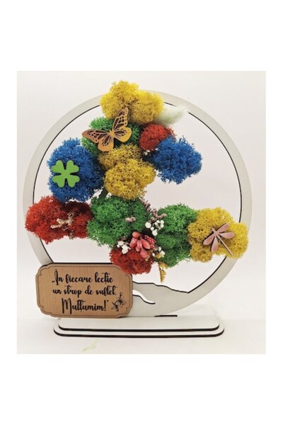 OEM Decorative Painting - Bonsai with Stabilized Lichens and Decorative Accents