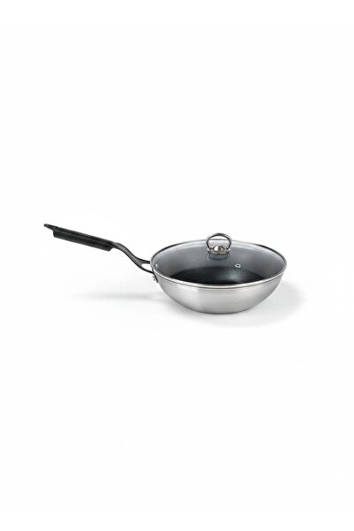 Mehtap Chefline Induction Base Wok Pan (28 cm) – with Glass Lid