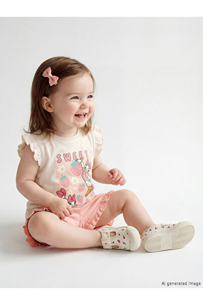 LC Waikiki Sparkling Choices Daisy Duck Printed Baby Girl Blouse and Shorts f...