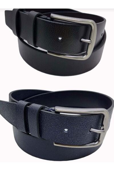 NACAR STYLİSH Men's Black Navy Blue 2 Pack Belt