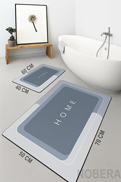 Nobera Set of 2 Ultra Absorbent Non-Slip Bath Mats – 40X60 cm & 50X70 cm